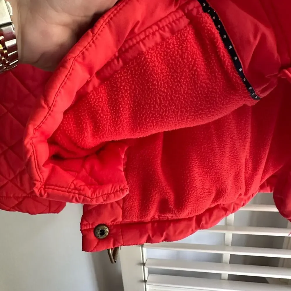 Tommy Hilfiger Unisex Quilted Orange Hooded Jacket Snap Button M 8-10